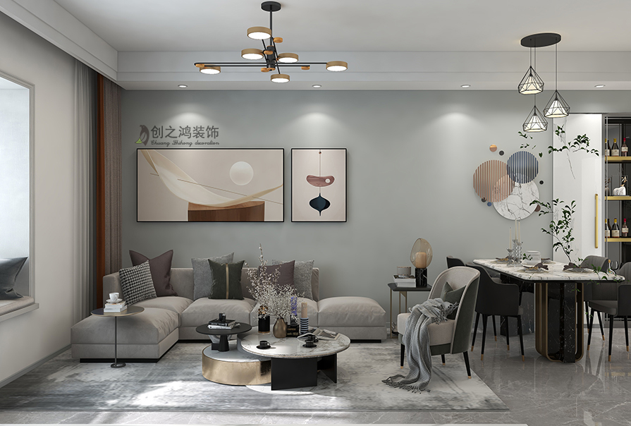 中駿宸景灣112㎡現代簡約風格裝修效果圖！